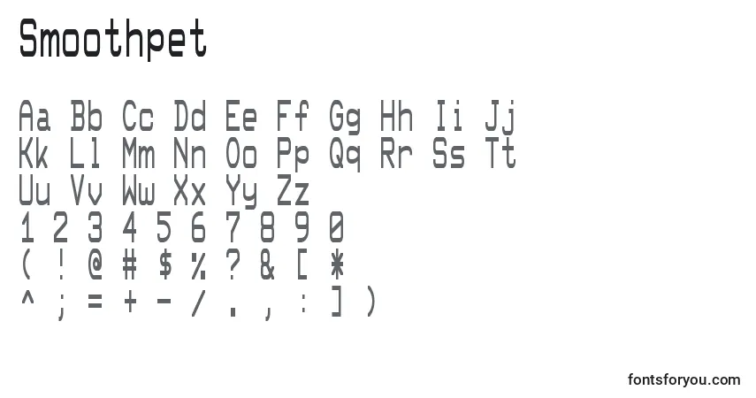 Czcionka Smoothpet – alfabet, cyfry, specjalne znaki