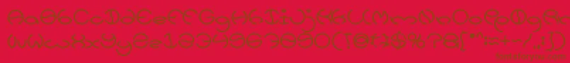 フォントKRISTINA Bold – 赤い背景に茶色の文字