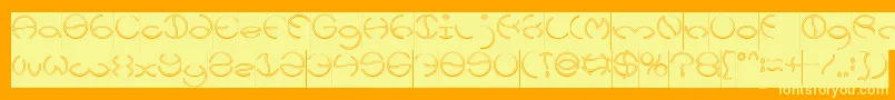 KRISTINA Hollow Inverse-Schriftart – Gelbe Schriften auf orangefarbenem Hintergrund