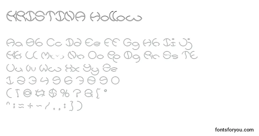 Czcionka KRISTINA Hollow – alfabet, cyfry, specjalne znaki