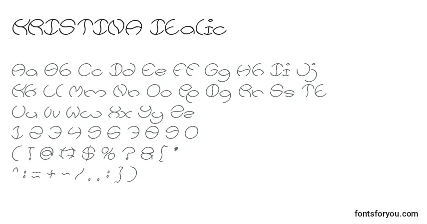Fuente KRISTINA Italic - alfabeto, números, caracteres especiales
