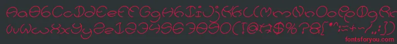 フォントKRISTINA Italic – 黒い背景に赤い文字