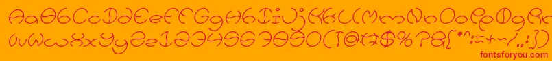 Fonte KRISTINA Italic – fontes vermelhas em um fundo laranja