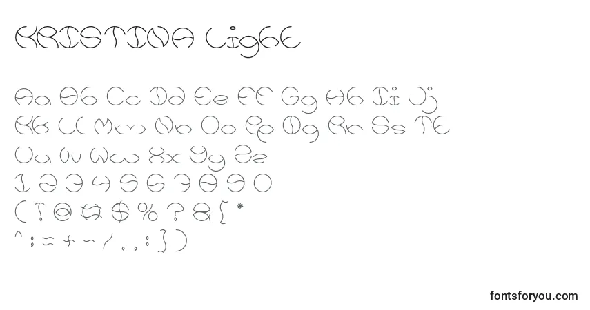 Шрифт KRISTINA Light – алфавит, цифры, специальные символы