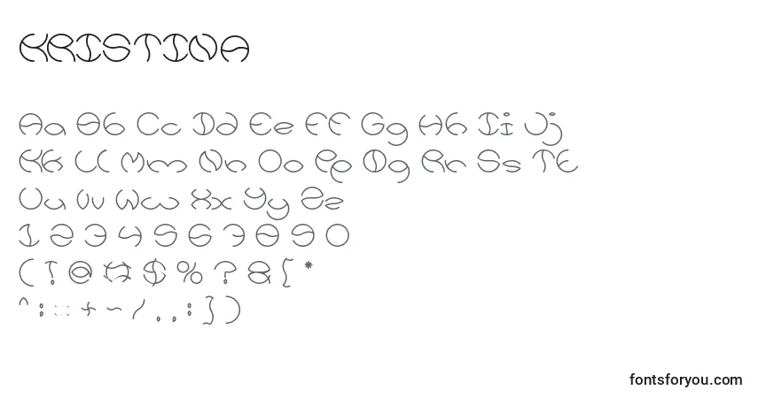 Schriftart KRISTINA (132026) – Alphabet, Zahlen, spezielle Symbole
