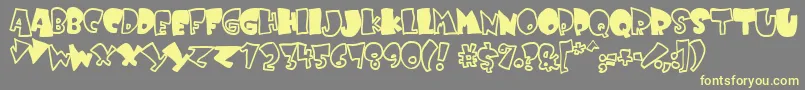 KRUFFY  -Schriftart – Gelbe Schriften auf grauem Hintergrund