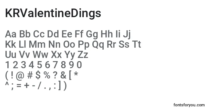 Schriftart KRValentineDings (132029) – Alphabet, Zahlen, spezielle Symbole