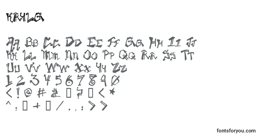 A fonte Krylg    (132030) – alfabeto, números, caracteres especiais