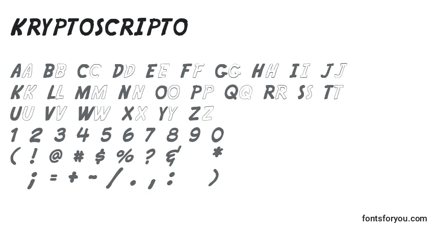 KRYPTOSCRIPTO-fontti – aakkoset, numerot, erikoismerkit