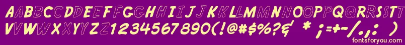 Fonte KRYPTOSCRIPTO – fontes amarelas em um fundo roxo