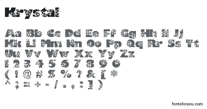 Schriftart Krystal (132032) – Alphabet, Zahlen, spezielle Symbole