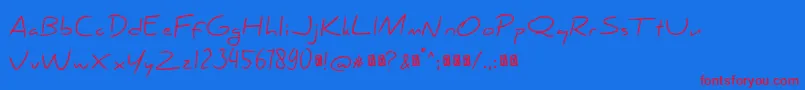 Kuashe Regular-Schriftart – Rote Schriften auf blauem Hintergrund