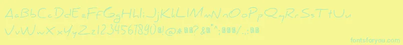 Kuashe Regular-Schriftart – Grüne Schriften auf gelbem Hintergrund