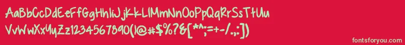 フォントKUASQUE – 赤い背景に緑の文字