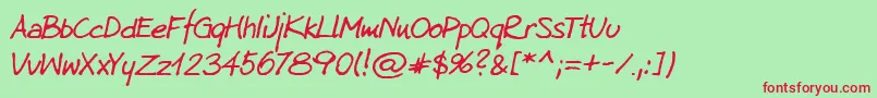 Kuba reczny 2005 1 3 Font – Red Fonts on Green Background