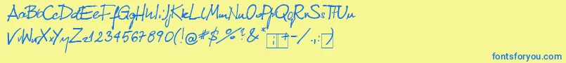 KubaReczny 1 2-Schriftart – Blaue Schriften auf gelbem Hintergrund
