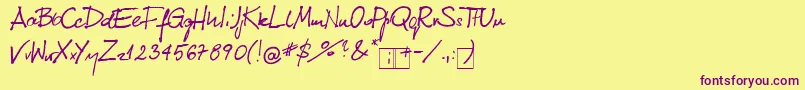KubaReczny 1 2 Font – Purple Fonts on Yellow Background