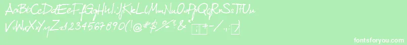 フォントKubaReczny 1 2 – 緑の背景に白い文字
