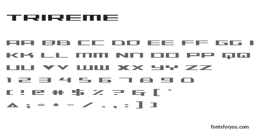 Шрифт Trireme – алфавит, цифры, специальные символы