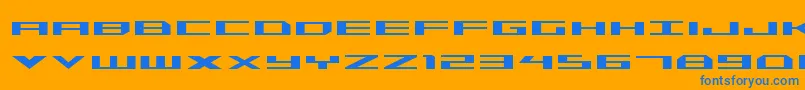 Trireme-Schriftart – Blaue Schriften auf orangefarbenem Hintergrund