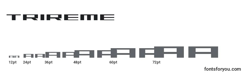 Размеры шрифта Trireme