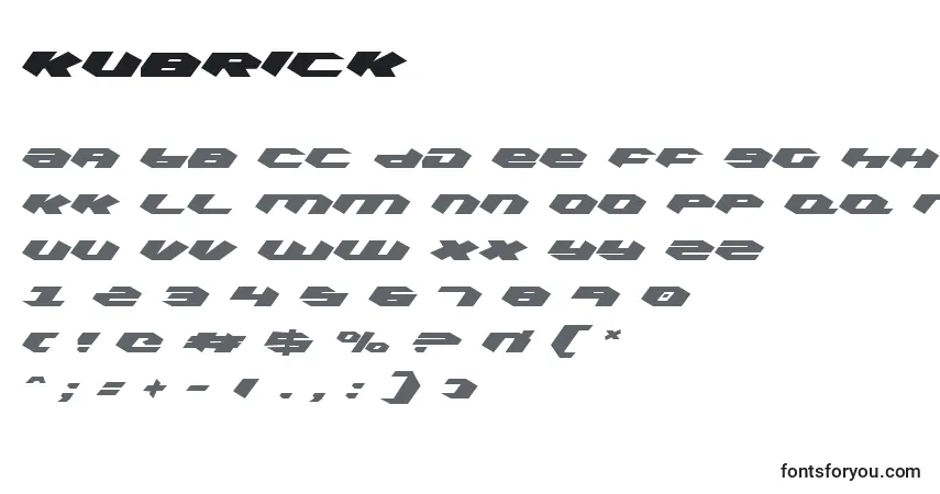 A fonte Kubrick (132041) – alfabeto, números, caracteres especiais