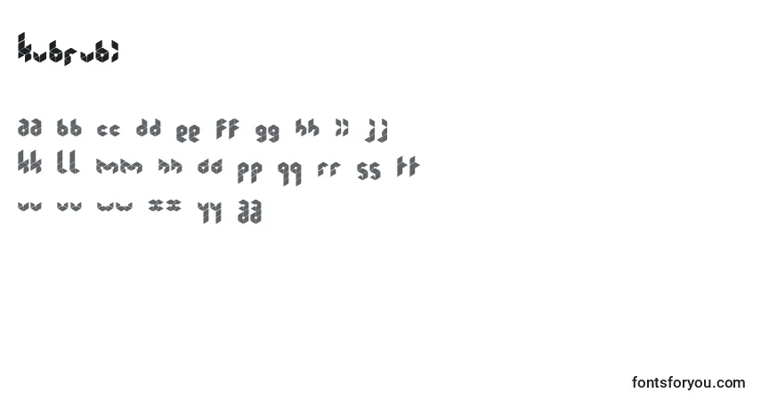 Schriftart Kubrubi – Alphabet, Zahlen, spezielle Symbole