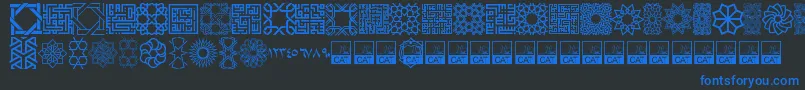 KufiPattern-Schriftart – Blaue Schriften auf schwarzem Hintergrund