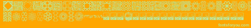 フォントKufiPattern – オレンジの背景に緑のフォント