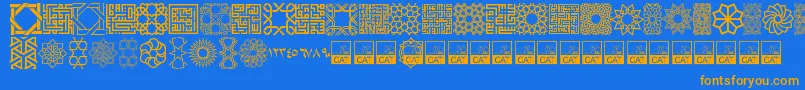 KufiPattern Font – Orange Fonts on Blue Background