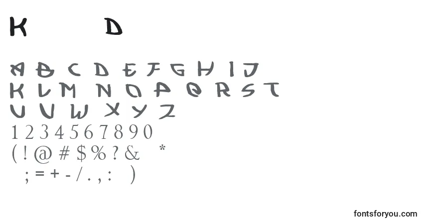 Kujiwara Demo-fontti – aakkoset, numerot, erikoismerkit