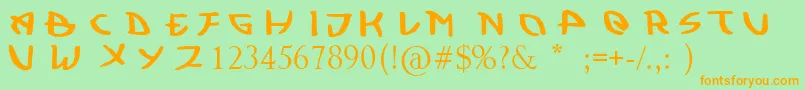 Kujiwara Demo Font – Orange Fonts on Green Background