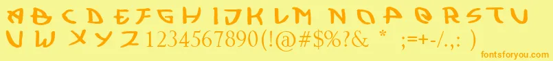 Kujiwara Demo Font – Orange Fonts on Yellow Background
