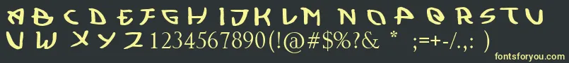 Kujiwara Demo Font – Yellow Fonts on Black Background