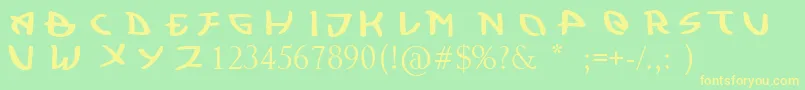 Kujiwara Demo Font – Yellow Fonts on Green Background