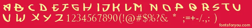 Kujiwara Demo Font – Yellow Fonts on Red Background