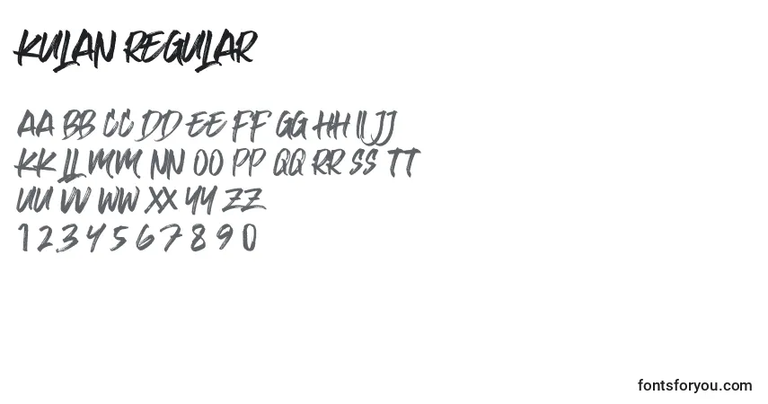 Шрифт Kulan Regular – алфавит, цифры, специальные символы