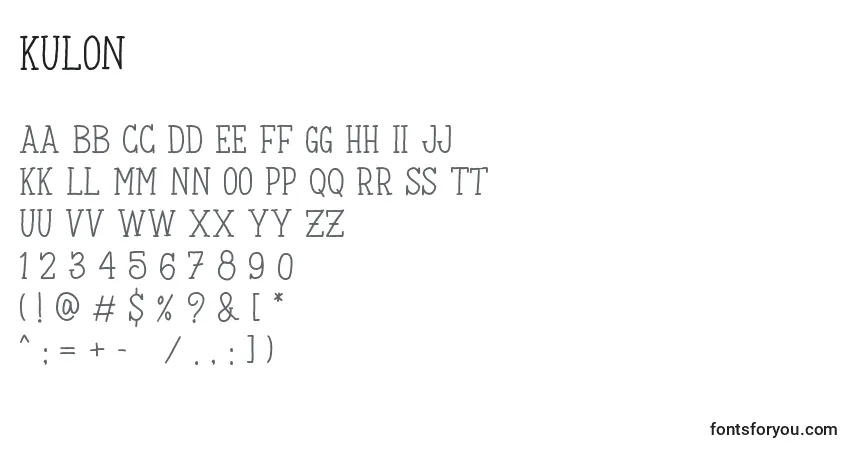 Czcionka Kulon – alfabet, cyfry, specjalne znaki