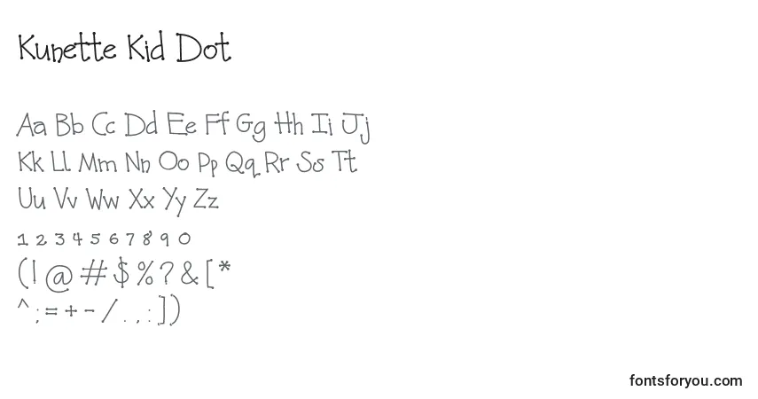 A fonte Kunette Kid Dot – alfabeto, números, caracteres especiais