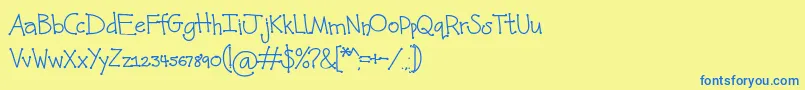 Kunette Kid Dot Font – Blue Fonts on Yellow Background