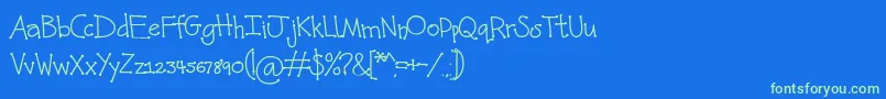 Kunette Kid Dot Font – Green Fonts on Blue Background