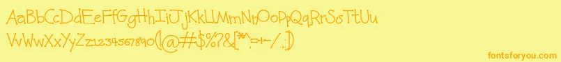 Kunette Kid Dot-Schriftart – Orangefarbene Schriften auf gelbem Hintergrund