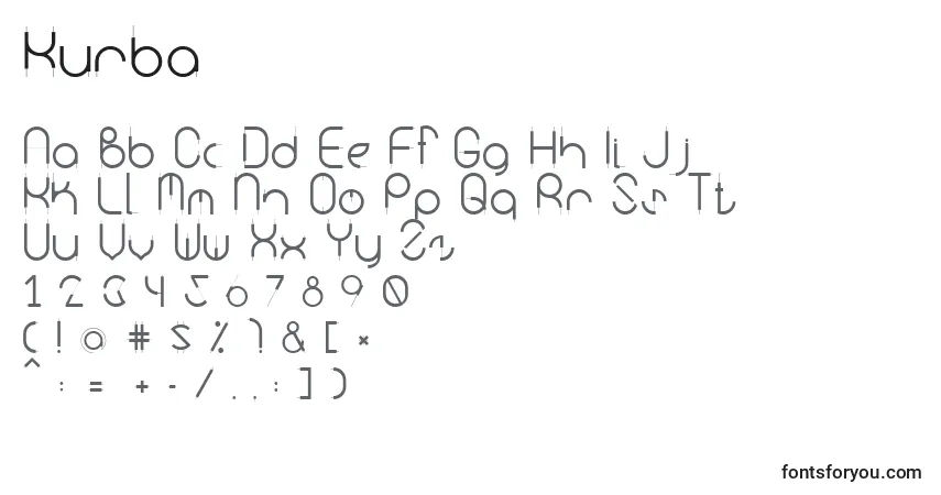 Czcionka Kurba (132057) – alfabet, cyfry, specjalne znaki