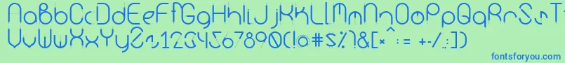 Kurba-Schriftart – Blaue Schriften auf grünem Hintergrund