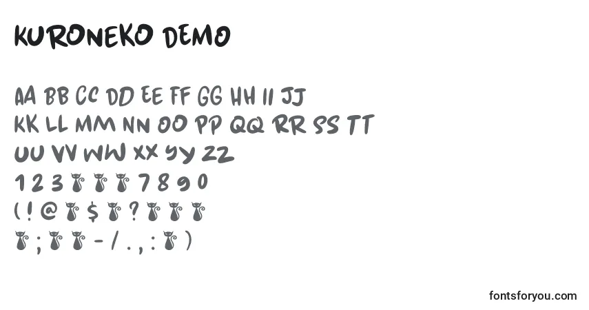 Kuroneko DEMO-fontti – aakkoset, numerot, erikoismerkit