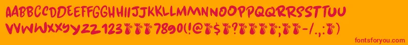 Kuroneko DEMO-Schriftart – Rote Schriften auf orangefarbenem Hintergrund