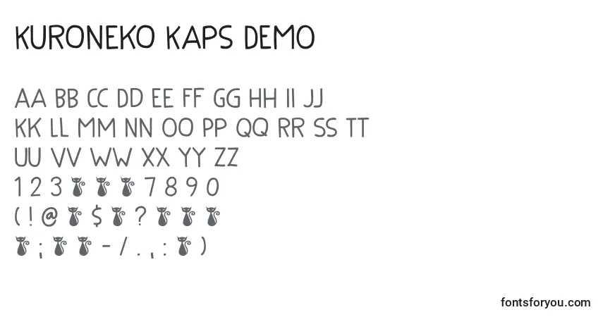 Шрифт Kuroneko Kaps DEMO – алфавит, цифры, специальные символы