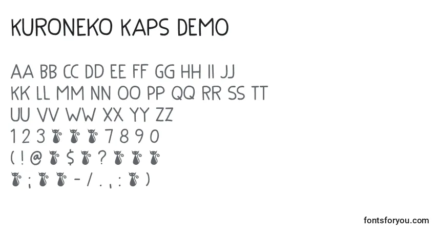 Kuroneko Kaps DEMO-fontti – aakkoset, numerot, erikoismerkit