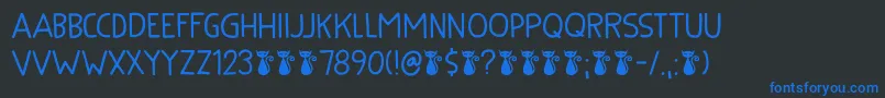 Kuroneko Kaps DEMO-fontti – siniset fontit mustalla taustalla