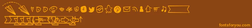 Saiba mais sobre a fonte NotepaperAirplanesExtrasLight Fonte NotepaperAirplanesExtrasLight – fontes laranjas em um fundo marrom